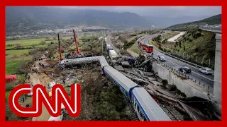 Drone footage shows scene at train crash that killed dozens in Greece