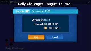 Microsoft Solitaire Collection | Klondike - Hard | August 13, 2021 | Daily Challenges