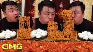 Xiaofeng Eating Delicious food​ 🍜 Eat Fried Noodles, Egg, Fat pork, Meat | Xiaofeng Mukbang #30