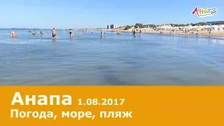 Анапа погода 1.08.2017, пляж Кристалл, Россиянка, море, водоросли