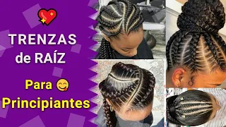 Como hacer TRENZAS DE RAÍZ paso a paso 🎀/TRENZAS PEGADAS paso a paso!✅