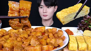 ENG SUB) ASMR KOCHUJANG SPICY PORK BELLY & EGG ROLL EATING SOUNDS MUKBANG 돼지고기볶음 계란말이 먹방ASMR MUKBANG