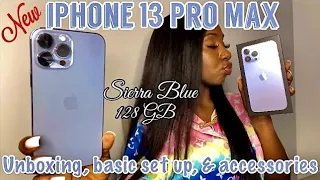 iPhone 13 Pro Max (128GB) unboxing📦 + accessories & basic setup☁️