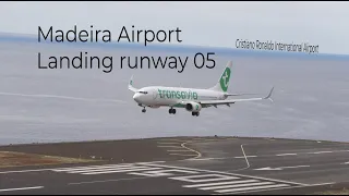 Approach and landing runway 05 Funchal Madeira Airport (FNC LPMA) Both from the cockpit and outside!