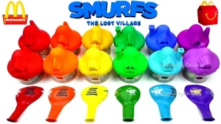 2017 McDONALD'S SMURFS HAPPY MEAL TOYS BALLOONS THE LOST VILLAGE MOVIE 3 FULL WORLD SET COLLECTION