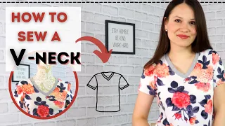 How to draft and sew V-neckline? DETAILED tutorial for T-shirts and other knits!