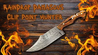 RainDrop Damascus Clip Point Hunter. No voiceover.