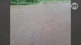 Chuva transforma rua em rio e alaga casa de moradora no Parque do Sol