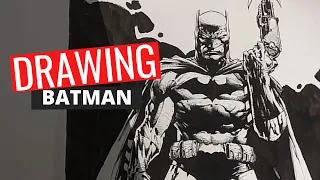 Drawing of Batman with narration.
