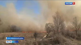 Крупный пал травы в Усть-Абаканском районе