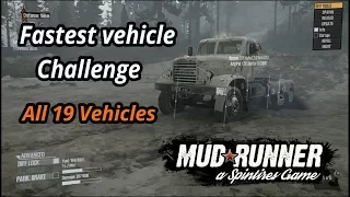 Spintires Mudrunner Fastest Vehicle Challenge | All 19 vehicles