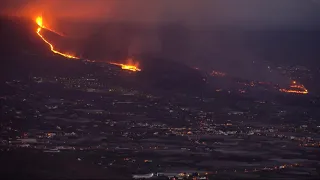 Red hot lava spews from La Palma volcano as eruption intensifies