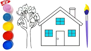 Lovely House Drawing, Painting, Coloring for Kids and Toddlers | How to Draw Lovely House #kidsvideo