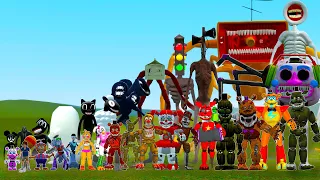 ALL FNAF 1-9 SECURITY BREACH VS ALL TREVOR HENDERSON CREATURES SIZE COMPARISON In Garry's Mod!
