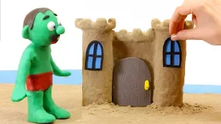 DibusYmas Big Castle sand 💕Superhero Play Doh Stop motion cartoons