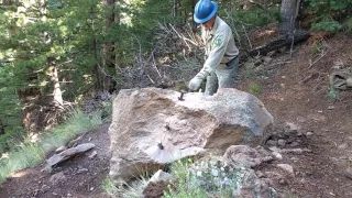 Splitting a Boulder the Old School Way- Feather and Wedge