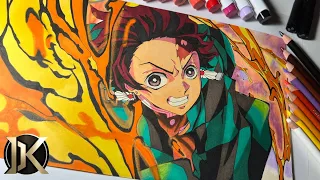 Drawing Tanjioro Kamado from anime Demon slayer (Kimitsu no yaiba) | DKArtsTV