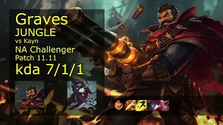 Graves Jungle vs Kayn - NA Challenger 7/1/1 Patch 11.11 Gameplay