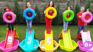 Five kids family sing Five little monkeys song with wheels | Kids song & Nursery rhymes | Chiki-Piki