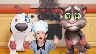 Chef Tom Learns From Chef Nate Cooking Show Part 2 👨🏻‍🍳🍔 | Talking Tom Shorts in REAL LIFE