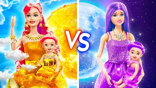 🌞 DÍA vs NOCHE CAMBIO DE IMAGEN DE MUÑECA 🌙 ¡Desafío de cambio de imagen de un solo color! por YOWZA