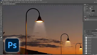 Как сделать луч света от фонаря в фотошопе