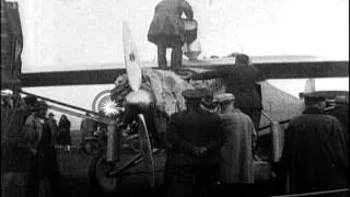 Charles Lindbergh takes off in Spirit of Louis for the first solo non-stop transa...HD Stock Footage