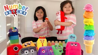 Tabby and Gabby Play Ice Cream Shop with the NumberBlocks | Learn to Count | Baby Playful