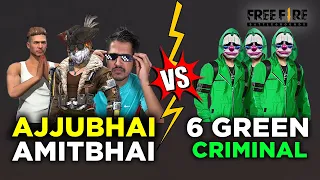 Ajjubhai and Amitbhai Vs 6 Green Criminal Best Clash Squad OverPower Gameplay - Garena Free Fire