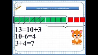 Математика 11 10 2021 Віднімання від 13 одноцифрових чисел із переходом через десяток