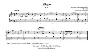 Mozart : Allegro in B flat Major, K 3