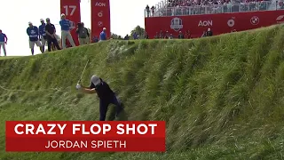 Jordan Spieth Almost Falls in Lake After Incredible Flop Shot | 2020 Ryder Cup