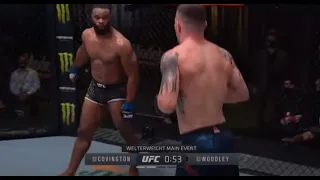 COLBY COVINGTON vs TYRON WOODLEY | KO in round 5, Full stats of fight