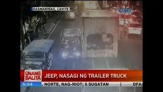 UB: Jeep, nasagi ng trailer truck