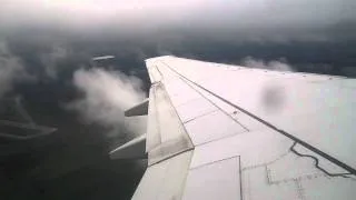 SAS Boeing 737-600 is taking off at Saint-Petersburg and heading to Stockholm in cloudy weather.