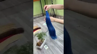 Virgin human tip hair blue