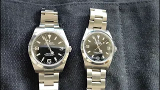 Side by Side: Rolex Explorer 39mm (214270) and Rolex Explorer 36mm (114270)