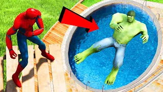 GTA 5 Water Ragdolls Spiderman vs Team Hulk Jumps/Fails #102 (Euphoria physics Funny Moments)