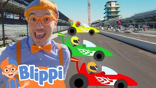 Blippi's Race Car Ride at the Motorway Speedway! | Blippi - Learn Colors and Science