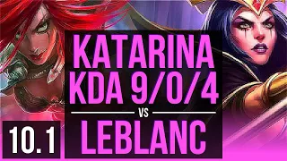 KATARINA vs LEBLANC (MID) | Rank 3 Katarina, KDA 9/0/4, 600+ games | EUW Challenger | v10.1