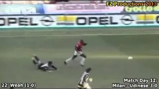 Serie A 1998-1999, day 12: Milan - Udinese 3-0 (Weah goal)