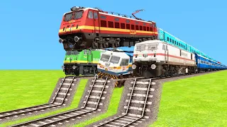 THE CRAZIEST ACCIDENT BETWEEN FOUR INDIAN TRAINS AT GO DOWN RAILWAY TRACKS🔺Train Simulator TrainsFun