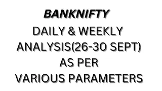 BANKNIFTY DAILY & WEEKLY ANALYSIS AP PER  PARAMETERS