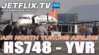 Air North HS748 engine start and take-off Vancouver JUL 4/10