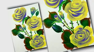 ONE STROKE ROSE FLOWER PAINTING FOR BEGINNERS TUTORIAL WITH ACRYLIC PAINT @JKDRAWING-rr9tc