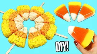 How to Make Halloween Candy Corn Rice Krispy Treats & Gummy Jell-O Desserts!