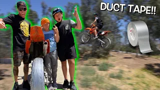 DUCT TAPE DIRT BIKE TIRE!!! 250 Two Stroke!