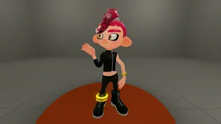 Agent 8 has an octobrush thrown at him (splatoon sfm)