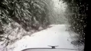 Snow is here !! Peterbilt log truck in first snow 4200ft. Nov. 2013