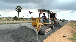 Great Showing Bulldozer Pushing & Cutting Gravel | Super Moto Grader Operating Grading Function Road